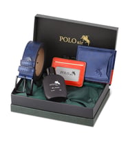 Polo Air Kutulu Erkek Parfüm Kemer Cüzdan Kartlık Seti PM-08 (Lacivert)