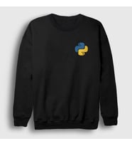 Presmono Unisex Beyaz Logo Python Developer Yazılımcı Sweatshirt 336437tt (Siyah)