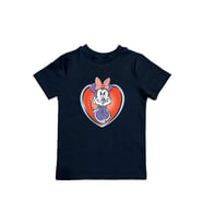 Minnie Mouse baskılı pamuklu penye kumaş yazlık çocuk tişört (Siyah)
