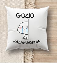BK Gift Esprili Beyaz Kırlent Yastık, Ev Hediyesi, Ev Dekorasyonu, Dekoratif Hediye (Model 2)