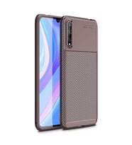 Huawei P Smart S (Y8P) Kılıf Karbon Silikon Case (KAHVE)