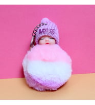 Love Tasarımlı Uyuyan Peluş Bebek Anahtarlık 2 Adet (Lila)
