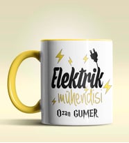 Kişiye Özel Elektrik Mühendisi Tasarımlı Turuncu Kupa Bardak (Sarı)