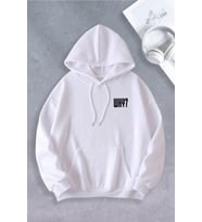 Unisex Kadın Erkek Why Baskılı Oversize Sweatshirt (Beyaz)