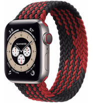 Apple Watch 10/11 42mm-38/40/41mm Kordon Medium Örgü Solo Loop Kordon 32 147mm 2 (Siyah-Kırmızı)