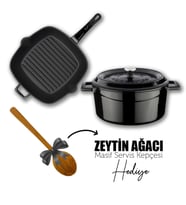 Lava Döküm Trendy 4 Parça Tencere Tava Seti (Siyah)