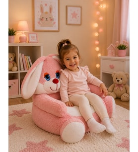 Özgüner Oyuncak Tavşan Pelüş Bebek Çocuk Koltuğu (%100 Yerli) (Pembe)
