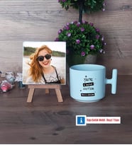 Arkadaşa Hediye Fotoğraflı Dekoratif Taş, Kupa Bardak Beyaz Hediye Doğum Günü Hediyesi (Model 12)