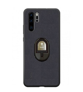 İFACE Huawei P30 Pro 6.47 inc Yüzüklü Silikon Telefon Kılıfı (Siyah-Siyah)