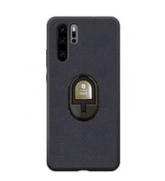 İFACE Huawei P30 Pro 6.47 inc Yüzüklü Silikon Telefon Kılıfı (Siyah-Siyah)