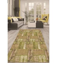 Dijital Kaymaz Taban Yıkanabilir Modern Renkli Salon Halısı Mutfak Halısı Yolluk ND-HT-982 (Yeşil)