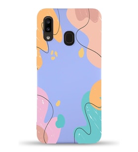 PrintiFy Samsung Galaxy A30 Uyumlu Lansman Kılıf Karışık Renkler Tasarımlı İçi Kadife Kapak (Lila)