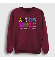 Presmono Unisex Beyaz Astroworld V3 Travis Scott Sweatshirt 44483tt (Bordo)