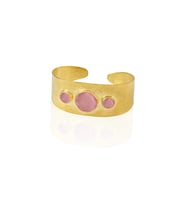 Kadir Jewellery 22 Ayar Altın Kaplama El İşçiliği Zirkon Taşlı Kadın Kelepçe Bilezik (Pembe)