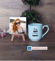 Arkadaşa Hediye Fotoğraflı Dekoratif Taş, Kupa Bardak Beyaz Hediye Doğum Günü Hediyesi (Model 5)