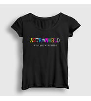Presmono Kadın Sarı Astroworld V4 Travis Scott T-Shirt 44742tt (Siyah)