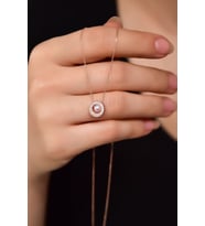 Papatya Silver 925 Ayar Gümüş İncili Yuvarlak Kolye (Rose)
