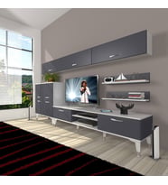 Decoraktiv Eko 8 Mdf Dvd Silver Tv Ünitesi Tv Sehpası (Beyaz - Antrasit)