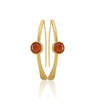 Kadir Jewellery 22 Ayar Altın Kaplama Kadın Taşlı Küpe -El İşçiliği Ve Hipoalerjenik Küpe (Kırmızı)