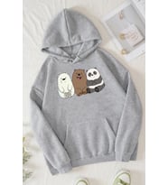 Unisex Kafadar Ayılar Baskılı Sweatshirt (Gri)