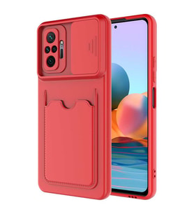 Xiaomi Redmi Note 10 Pro Kılıf Zore Kartix Kartlık Bölmeli Kılıf (Kırmızı)