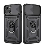 Apple iPhone 13 Uyumlu Kızaklı Kamera Korumalı Tank Kılıf (Siyah)