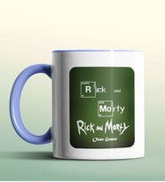 Kişiye Özel Rick and Morty Periyodik Beyaz Renk Kupa (Mavi)