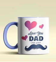 Kişiye Özel Love You Dad Tasarımlı Siyah Kupa Bardak (Mavi)