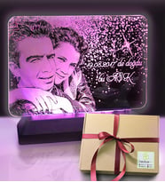 Sevgiliye Hediye Kişiye Özel Resimli Yatay Dikdörtgen 3d Led Gece Lambası (Pembe)