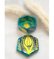 ALTIN LALE EL İŞLEMESİ SERAMİK TAKI KUTUSU,2 FARKLI MODEL(kalp:10 cm*5,5 cm)(altıgen:11,5 cm*5,5 cm) (ALTIN-TABA)