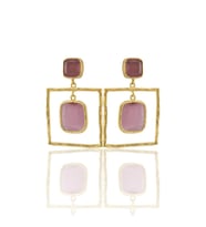 Kadir Jewellery 22 Ayar Altın Kaplama Kadın Sallantılı Küpe -El İşçiliği Ve Hipoalerjenik Küpe (Pembe)