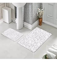 Banyo Halısı Ikili Klozet Takımı Kaymaz Tabanlı (60 xm x 100 cm + 40 cm x 60 cm)  (Beyaz)