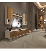 Decoraktiv Eko 5da Mdf Std Krom Ayaklı Tv Ünitesi Tv Sehpası (Beyaz - Pera)