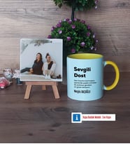 Arkadaşa Hediye Fotoğraflı Dekoratif Taş, Kupa Bardak Beyaz Hediye (Model 7)