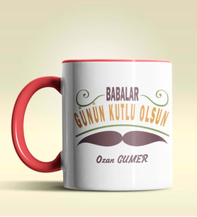 Kişiye Özel Babalar Günün Kutlu Olsun 6 Tasarım Siyah Kupa Bardak (Kırmızı)
