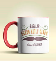 Kişiye Özel Babalar Günün Kutlu Olsun 6 Tasarım Siyah Kupa Bardak (Kırmızı)