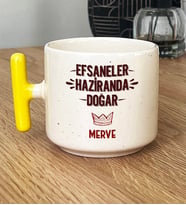 Kişiye Özel Efsaneler Haziranda Doğar Hediye T Kupa Bardak Doğum Günü Hediyesi (Sarı)