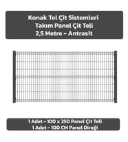 KONAK TEL ÇİT SİSTEMLERİ 1 ADET PANEL ÇİT TAKIM 100X250 CM (Antrasit)