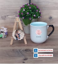 Anneye Doğum Günü Hediyesi Kupa Bardak Beyaz ve Fotoğraflı Ahşap Anahtarlık Hediye (Model 10)