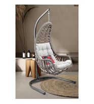 Capri Swing Datça Tekli Rattan Bahçe Balkon Salıncağı (Gri)
