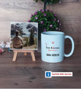 Fen Bilimleri Öğretmeni Fotoğraflı Dekoratif Taş, Kupa Bardak Beyaz Hediye (Model 1)