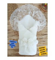 Kumru Kristal Kı Bebek Kundağı Unisex Bebek Dış Kundak Battaniyesi Hastane Çıkışı Kundak Battaniye (Ekru)