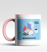 Kişiye Özel Muhasebeci Tasarımlı Siyah Kupa (Beyaz-Pembe)