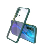Xiaomi Redmi Note 8 Kılıf Kenar Renkli Sararmaz Şeffaf Kapak (Koyu Yeşil)