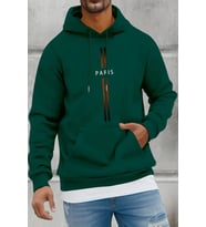 Paris Baskılı  Pamuklu Oversize Sweatshirt (Yeşil)