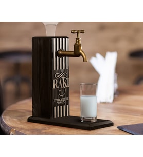 BK Gift Kişiye Özel Kabartma İsimli Musluklu Siyah(Ebony) Ahşap Rakı Standı, Rakı Çeşmesi, Doğum Günü Hediyesi, Ev Hediyesi, İçecek Dispenseri (Model 2)