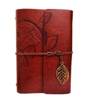 Yaprak Desen Deri Kaplı Defter Küçük Boy (Kahverengi)