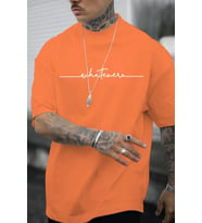 Erkek Whatever Baskılı Oversize Tshirt (Turuncu)