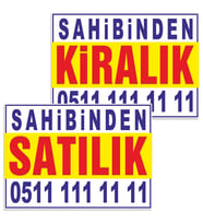 Sahibinden Satılık - Kiralık Branda Afiş (Ölçü Seçenekli) (Kırmızı-Beyaz)