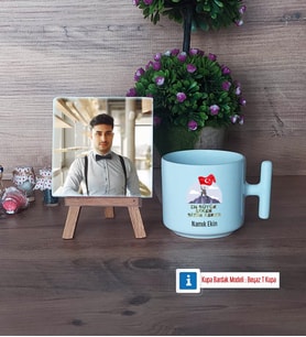 Askere Hediye Fotoğraflı Dekoratif Taş, Kupa Bardak Beyaz Hediye (Model 12)